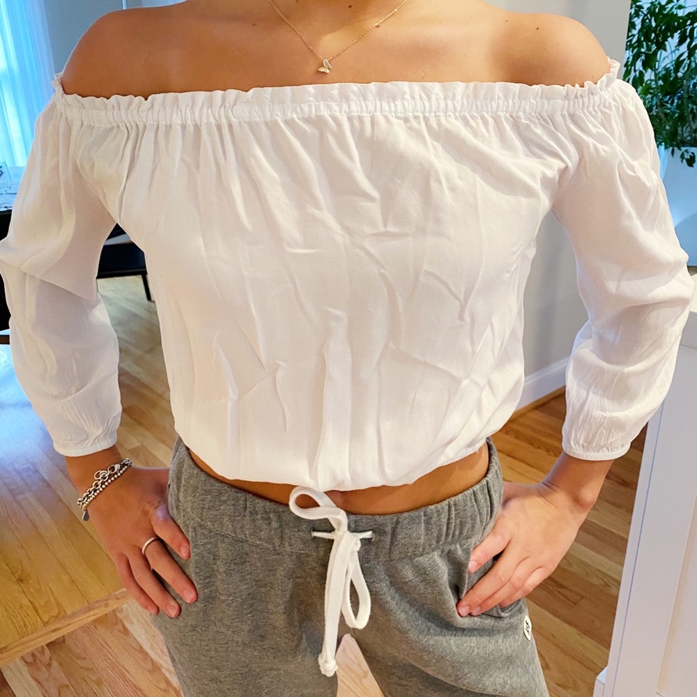 White off the shoulder shirt